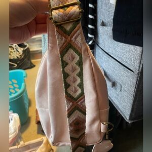 Pink leather small crossbody